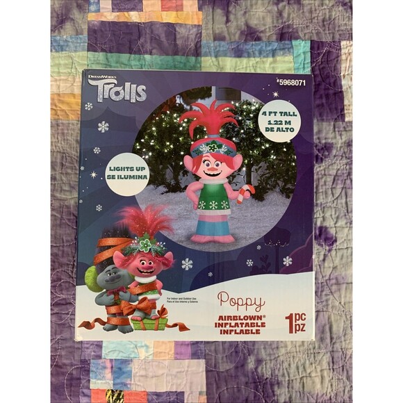 Gemmy Other - Gemmy 4ft Poppy w/ Candy Cane Christmas Inflatable Trolls Yard Decor New
